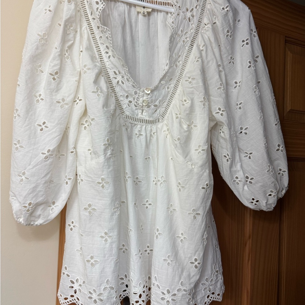 Marea Eloise White Eyelet Top